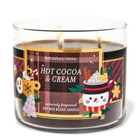 Bath & Body Works Hot Cocoa and Cream 3 Wick Candle - Picture 1 of 1